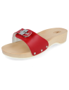COMFORTABLE WOODEN HEELED SANDAL, WOODEN RED.