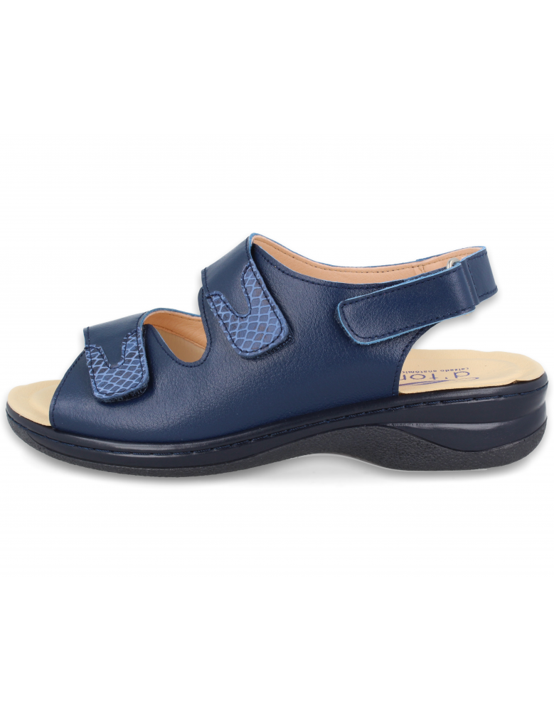 Frida Navy Blue, wide and comfortable sandal, designed for feet with bunions.