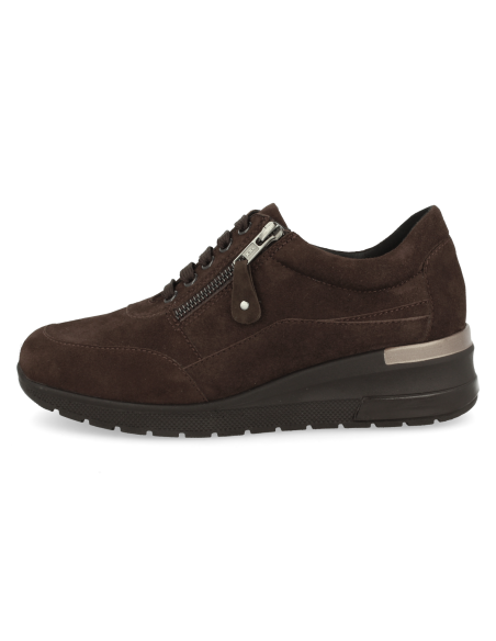 TOSCANA, COMFORT SHOES WOMEN BROWN SUEDE LEATHER , LARGE WIDTH AND REMOVABLE INSOLE